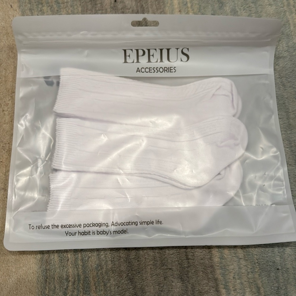 Baby white ribbed dress / baptism socks